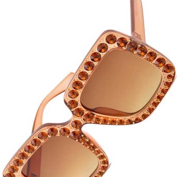 Pink Square Rhinestone Detail Tinted Sunglasses - Picture 7 of 8